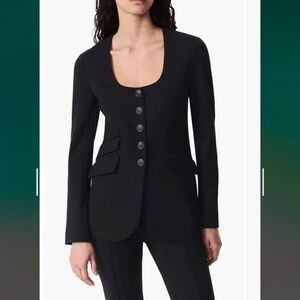 Rag & Bone Roslyn Ponte U-Neck Blazer with Button Detail in Black Size 4